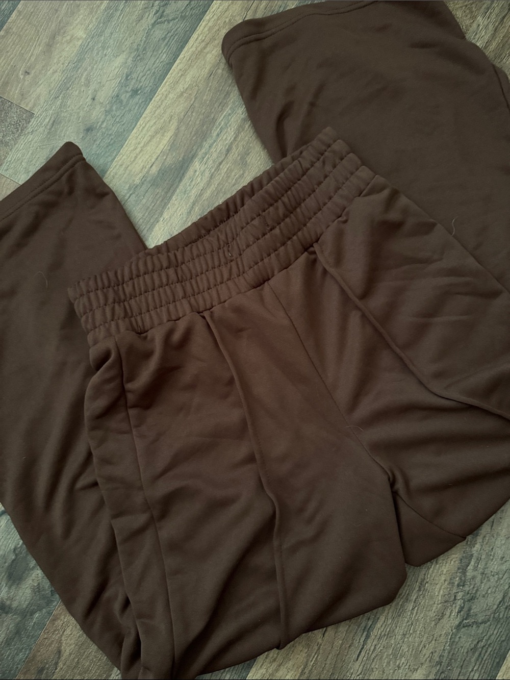 SHEIN Brown Elastic Waist Flare Sweatpants - No String
